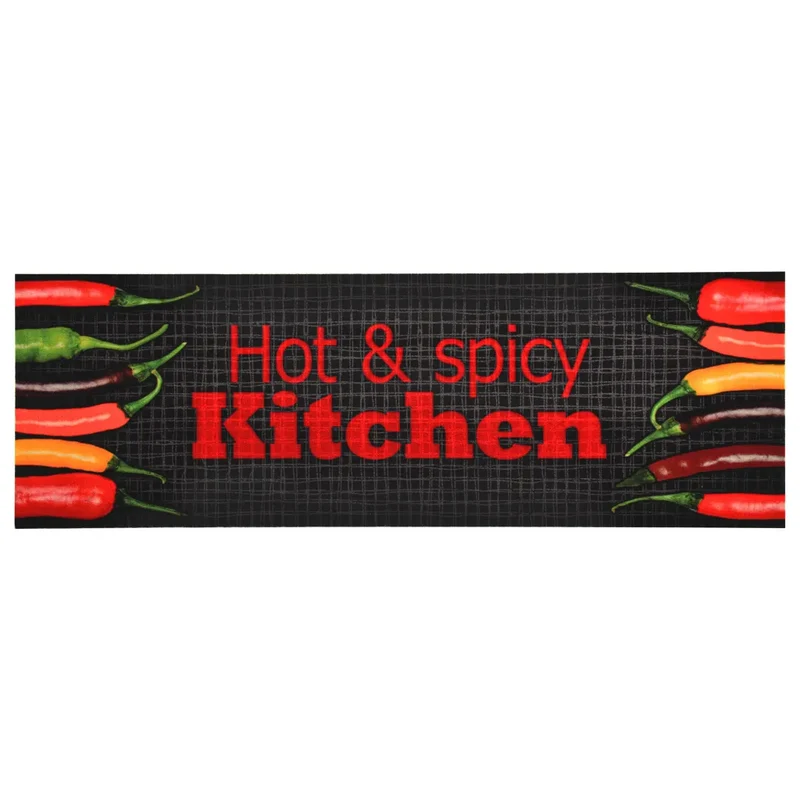 Tapis de cuisine lavable 300 x 60 cm antidérapant absorbant design moderne ambiance cosy en polyamide rouge 02_0046518