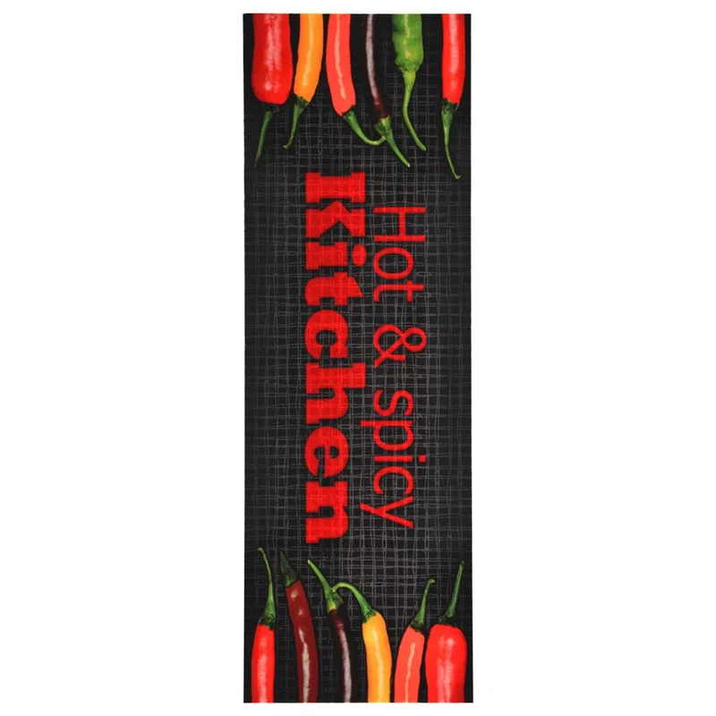 Tapis de cuisine lavable 300 x 60 cm antidérapant absorbant design moderne ambiance cosy en polyamide rouge 02_0046518