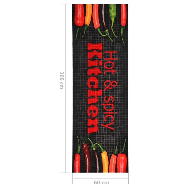 Tapis de cuisine lavable 300 x 60 cm antidérapant absorbant design moderne ambiance cosy en polyamide rouge 02_0046518
