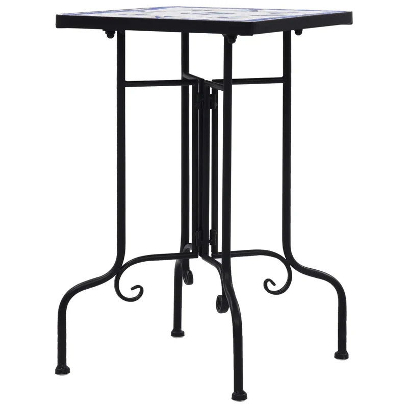 Table de bistro mosaïque extérieure 35 x 35 x 56 cm finition élégante durable en céramique bleu 02_0045925