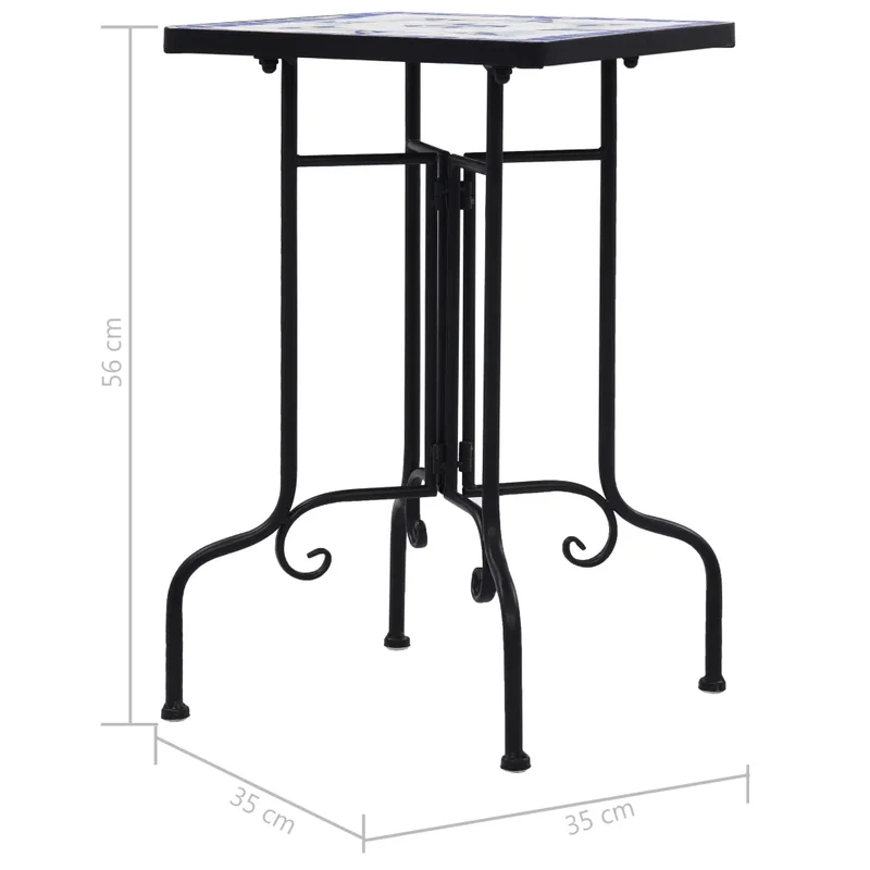 Table de bistro mosaïque extérieure 35 x 35 x 56 cm finition élégante durable en céramique bleu 02_0045925