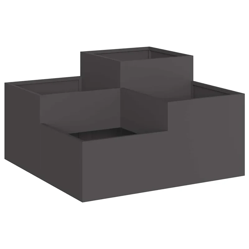 Cache-pot de jardin minimaliste extérieur 80 x 80 x 48 cm en acier noir 02_0052055