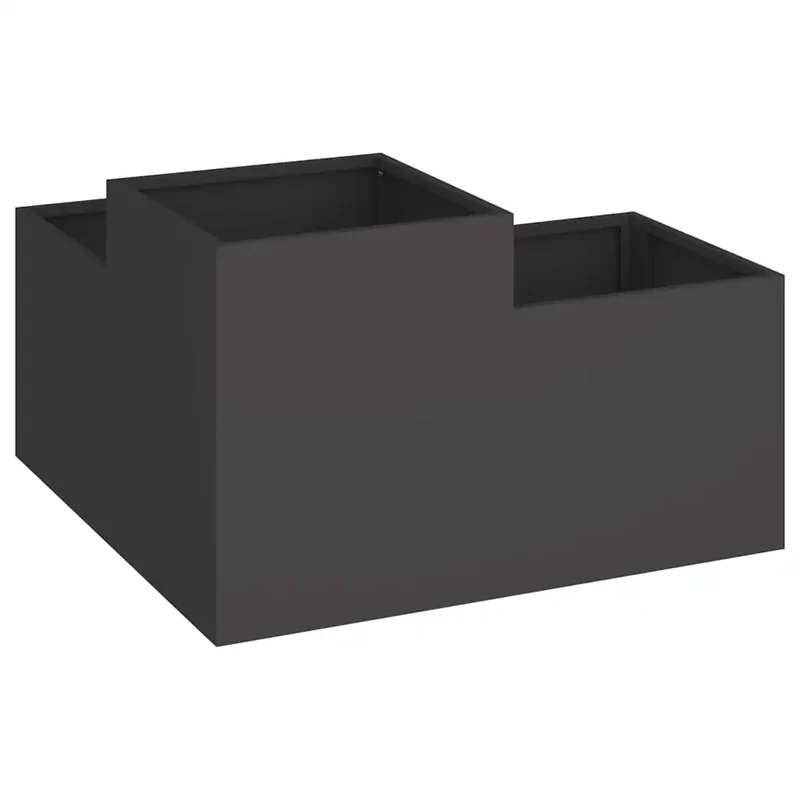 Cache-pot de jardin minimaliste extérieur 80 x 80 x 48 cm en acier noir 02_0052055