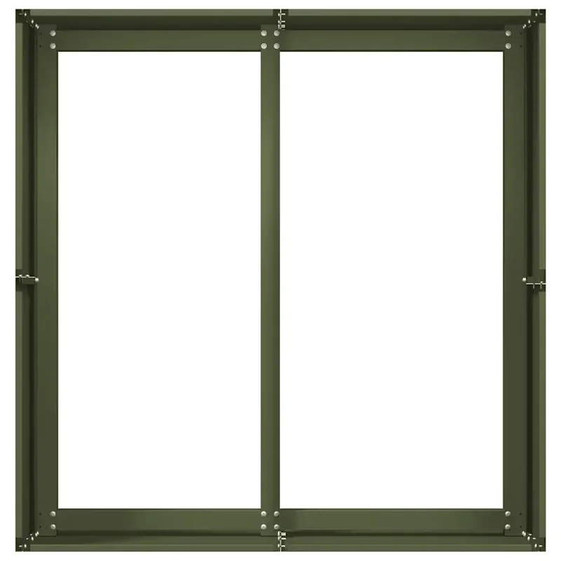 Jardinière profonde en acier laminé à froid 80 x 80 x 40 cm design moderne pour jardin et balcon en vert olive 02_0051526
