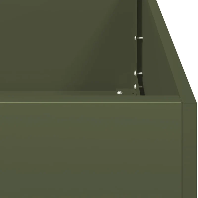 Jardinière profonde en acier laminé à froid 80 x 80 x 40 cm design moderne pour jardin et balcon en vert olive 02_0051526