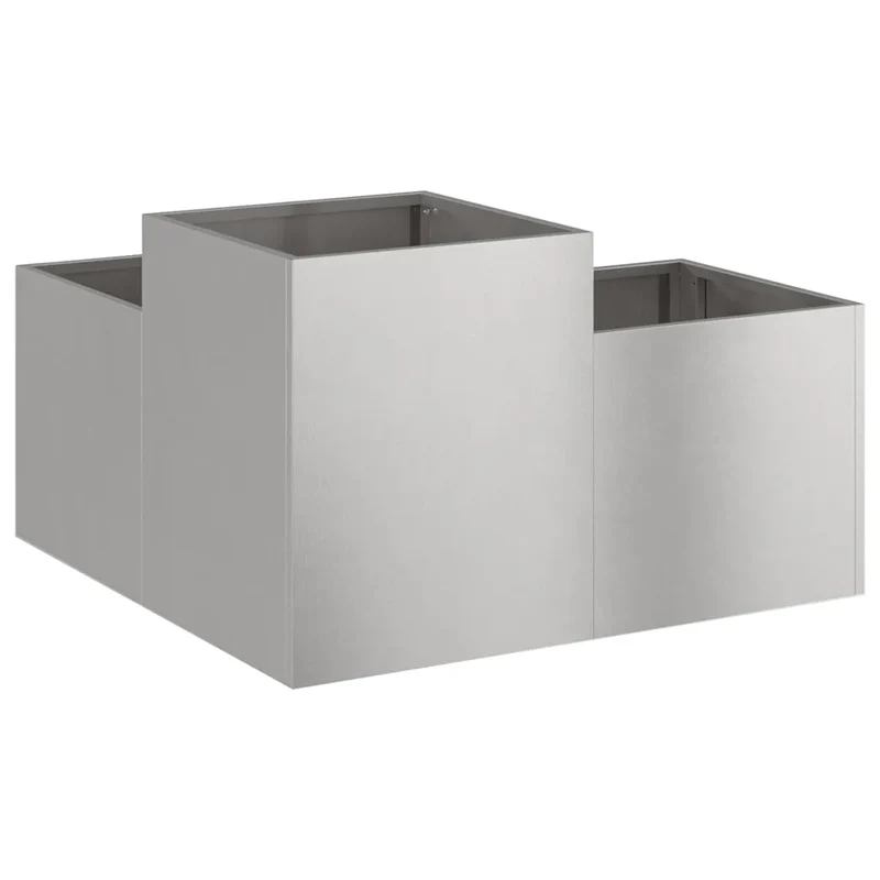 Cache-pot de jardin rectangulaire moderne 80 x 80 x 48 cm design chic extérieur en acier inoxydable argent 02_0052058