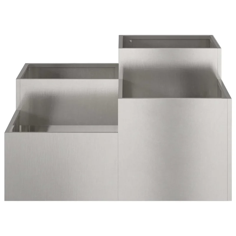 Cache-pot de jardin rectangulaire moderne 80 x 80 x 48 cm design chic extérieur en acier inoxydable argent 02_0052058