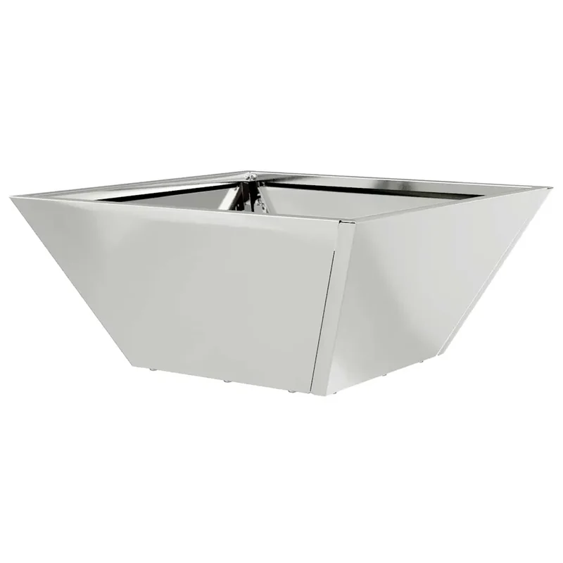 Cache-pot de jardin trapézoïdal moderne pour terrasse 35 x 35 x 15 cm en acier galvanisé argent 02_0052364