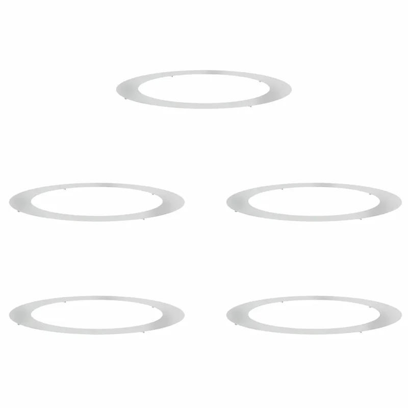 Lot de 5 anneaux d'arbre plats décoratifs modernes 120 x 120 cm protège racines jardin esthétique en acier galvanisé argent 02_0052352