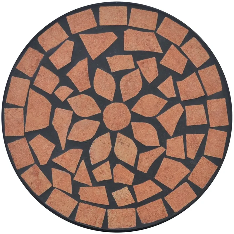 Table d'appoint ronde mosaïque élégante jardin terrasse 30 x 60 cm en céramique terre cuite 02_0045844