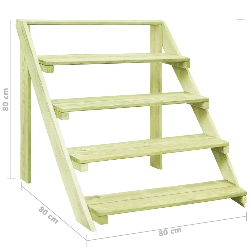 Support pour plantes extérieur 80 x 80 x 80 cm 5 niveaux durable design contemporain en pin massif naturel 02_0045960
