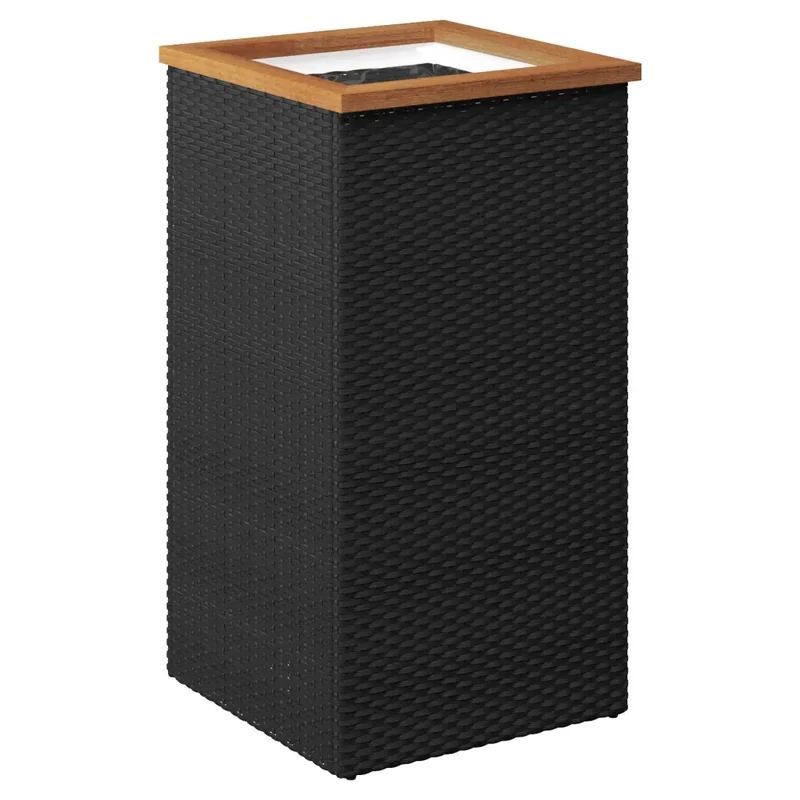 Jardinière design rustique grand espace 40 x 40 x 80 cm en résine tressée noir 02_0046630