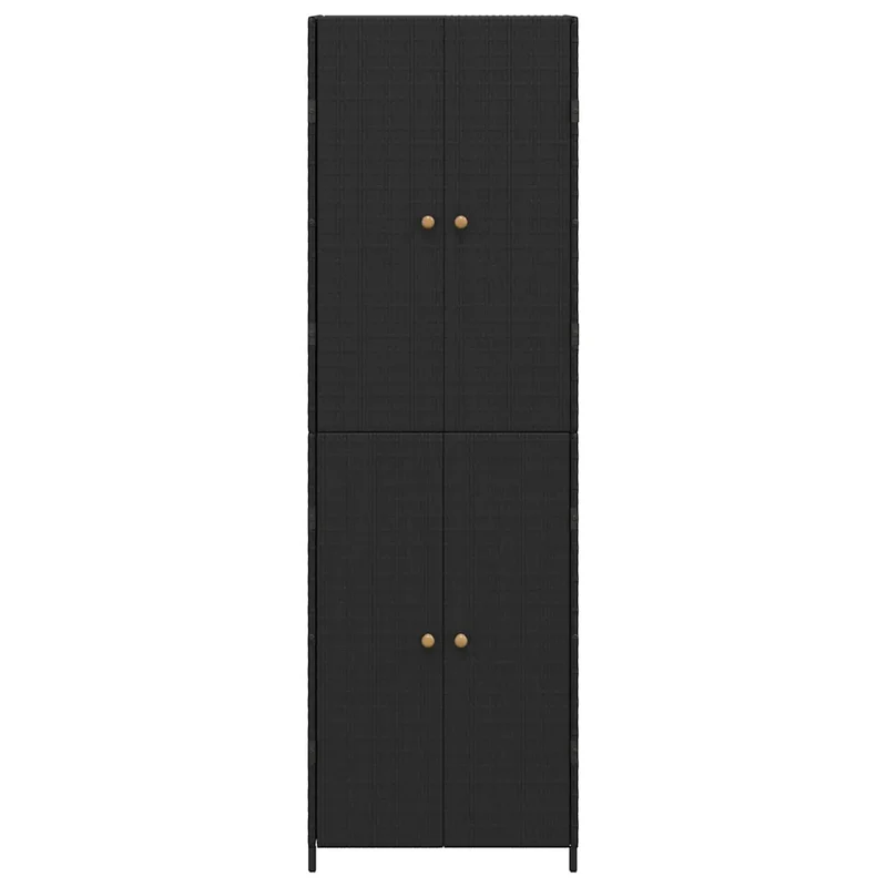 Armoire de rangement de jardin 59 x 40 x 180 cm design résistant à l'eau grand espace rangement en résine tressée noir 02_0046636