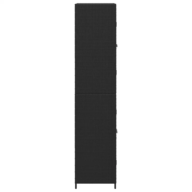 Armoire de rangement de jardin 59 x 40 x 180 cm design résistant à l'eau grand espace rangement en résine tressée noir 02_0046636