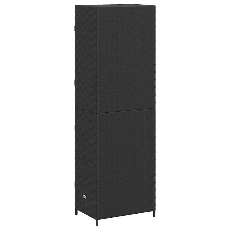Armoire de rangement de jardin 59 x 40 x 180 cm design résistant à l'eau grand espace rangement en résine tressée noir 02_0046636