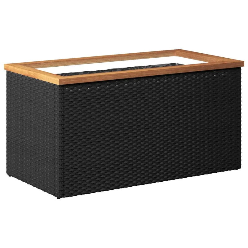 Jardinière noire design moderne pour balcon jardin 80 x 40 x 40 cm en résine tressée noire 02_0046631