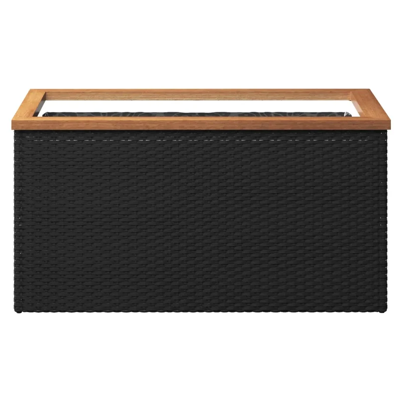 Jardinière noire design moderne pour balcon jardin 80 x 40 x 40 cm en résine tressée noire 02_0046631