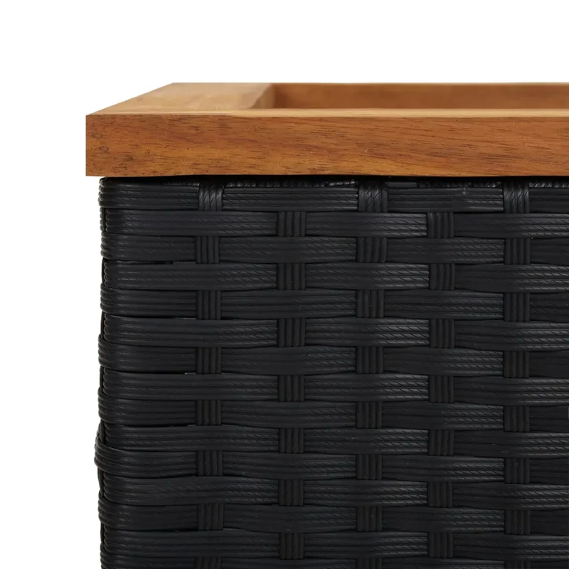 Jardinière noire design moderne pour balcon jardin 80 x 40 x 40 cm en résine tressée noire 02_0046631