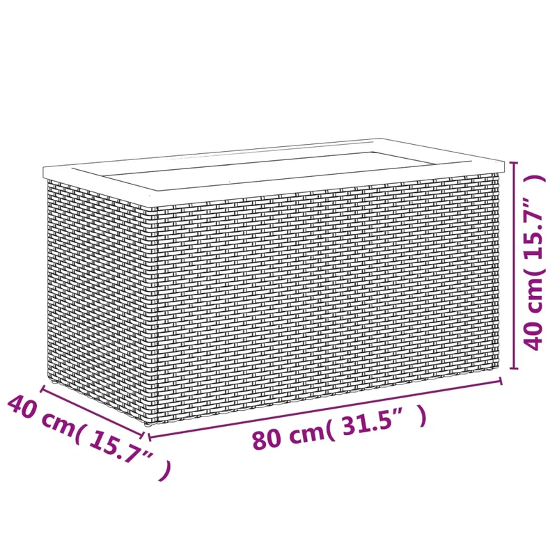 Jardinière noire design moderne pour balcon jardin 80 x 40 x 40 cm en résine tressée noire 02_0046631