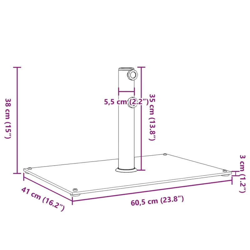 Base de parasol rectangulaire 60,5 x 41 x 38 cm avec 4 coussinets fer gris foncé 02_0047478