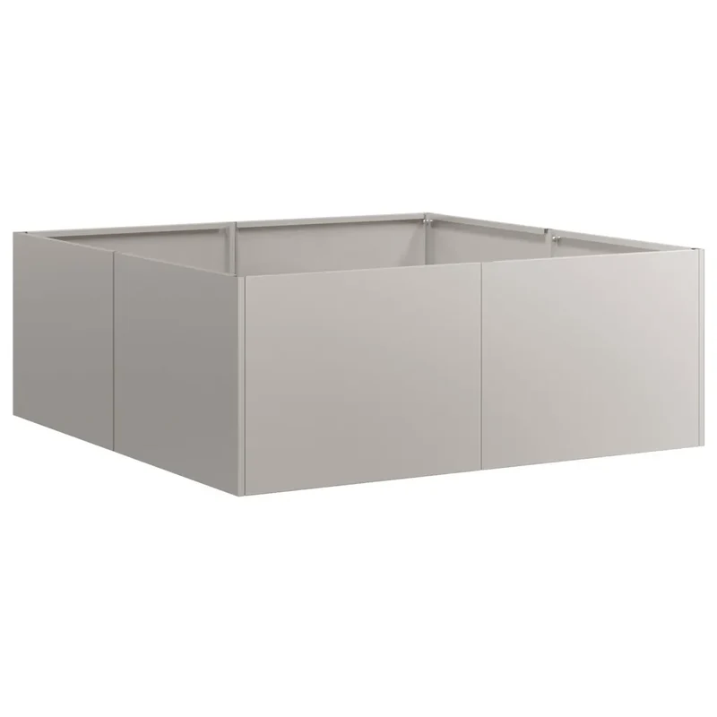 Jardinière carrée design moderne pour jardin 80 x 80 x 30 cm avec fond ouvert esthétique rouillé en acier 02_0051587
