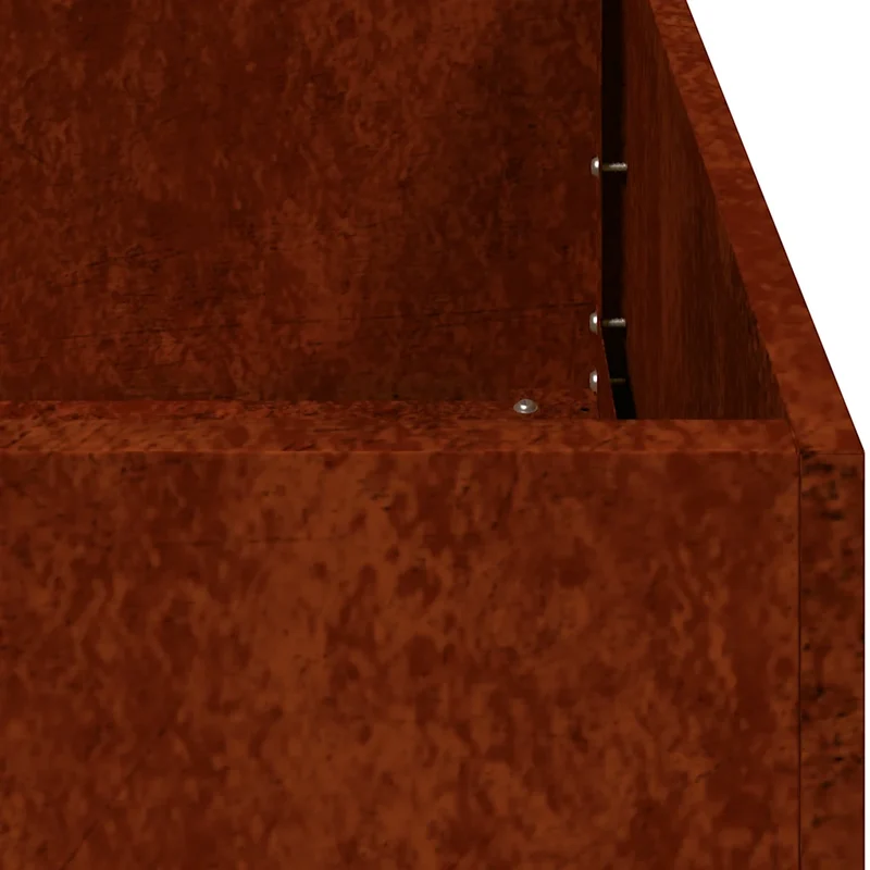 Jardinière carrée design moderne pour jardin 80 x 80 x 30 cm avec fond ouvert esthétique rouillé en acier 02_0051587