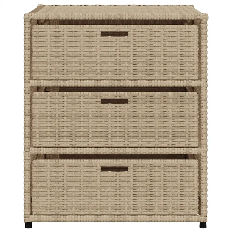 Armoire de rangement de jardin meuble extérieur avec 3 tiroirs 55 x 59 x 69 cm en résine tressée beige 02_0047431