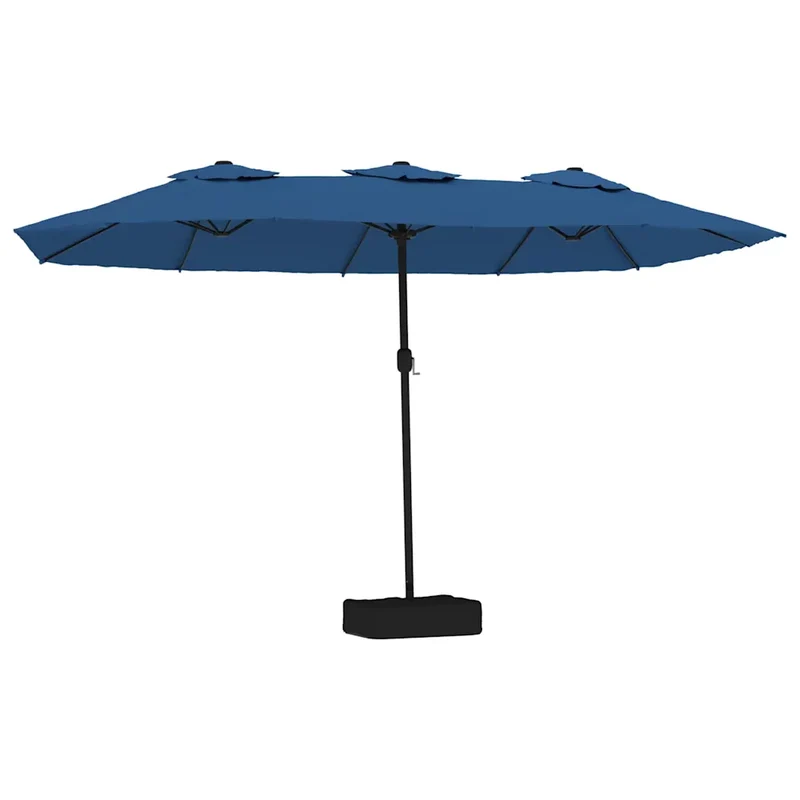 Parasol de jardin à double tête avec LED ambiance cosy 449 x 265 cm en polyester bleu azuré 02_0047384