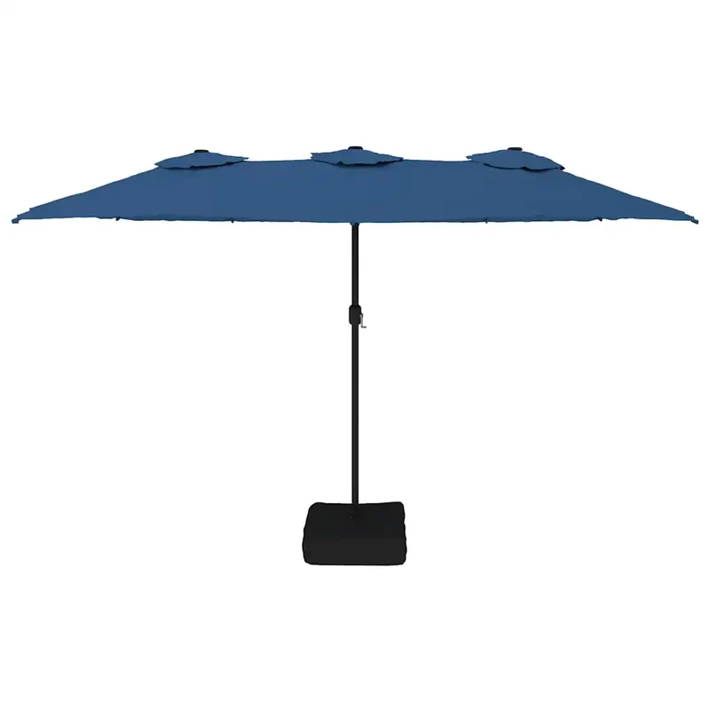 Parasol de jardin à double tête avec LED ambiance cosy 449 x 265 cm en polyester bleu azuré 02_0047384