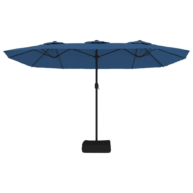 Parasol de jardin à double tête avec LED ambiance cosy 449 x 265 cm en polyester bleu azuré 02_0047384