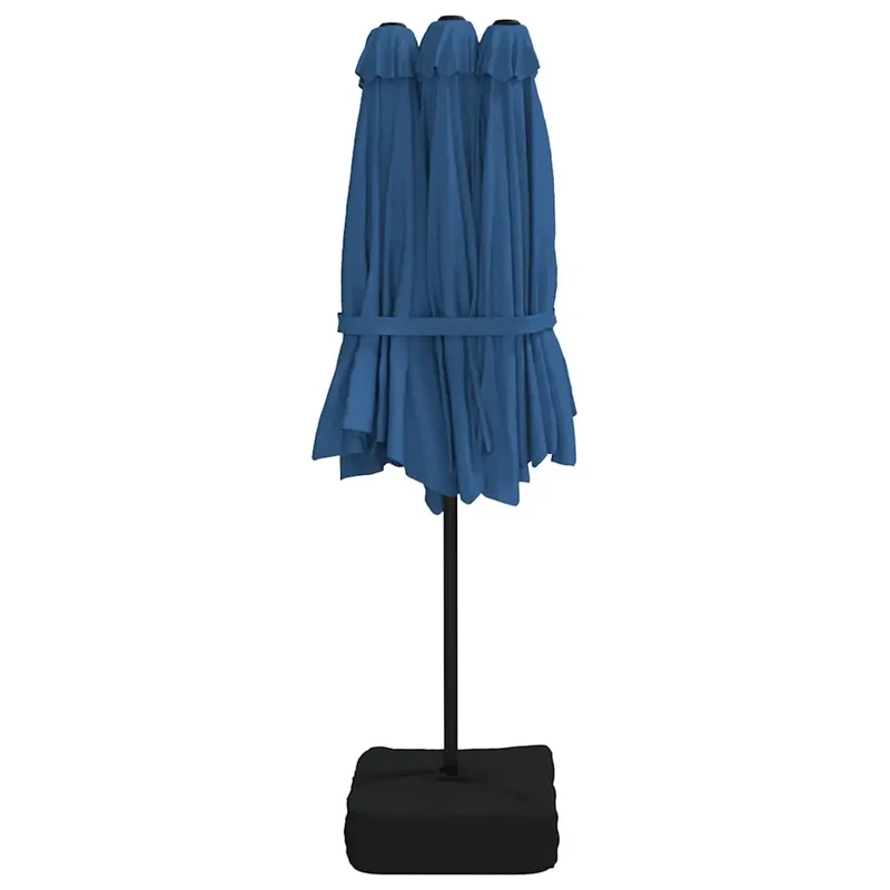 Parasol de jardin à double tête avec LED ambiance cosy 449 x 265 cm en polyester bleu azuré 02_0047384