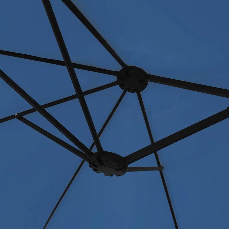 Parasol de jardin à double tête avec LED ambiance cosy 449 x 265 cm en polyester bleu azuré 02_0047384