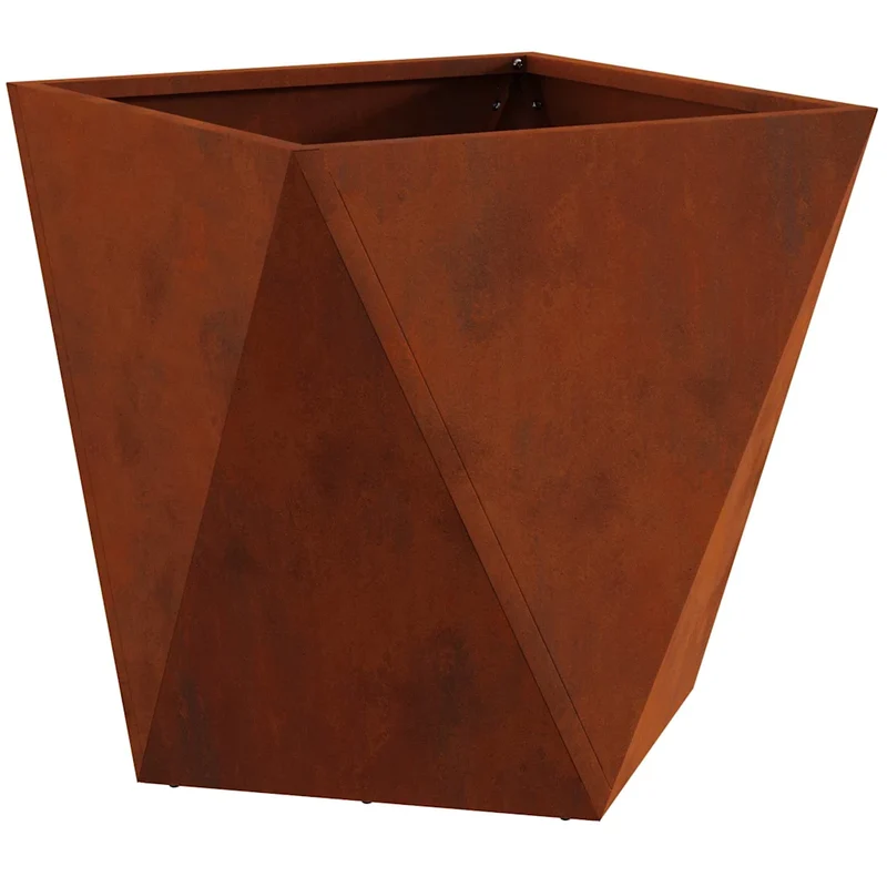Jardinière moderne extérieure 40 x 40 x 40 cm idéale pour plantes décoratives jardin terrasse en acier rouillé 02_0053074