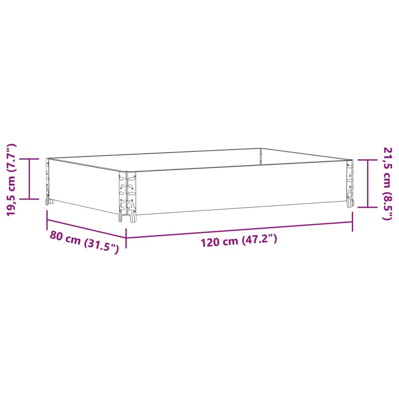 Jardinière bac lit surélevé plantes fleurs terrasse jardin 120 x 80 cm bois massif de pin marron 02_0037404