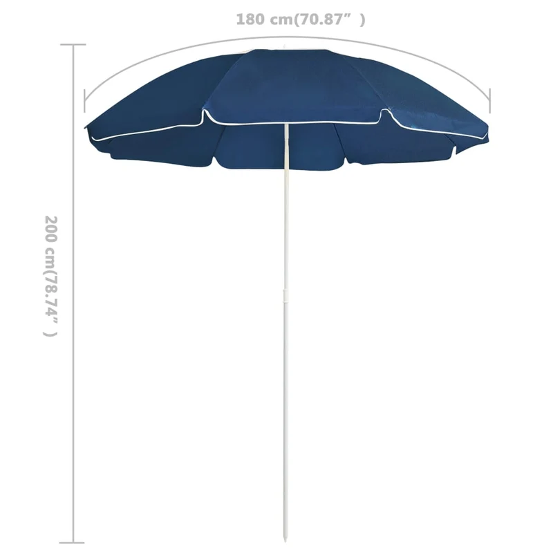 Parasol d'extérieur avec mât en acier 180 cm bleu 02_0008201