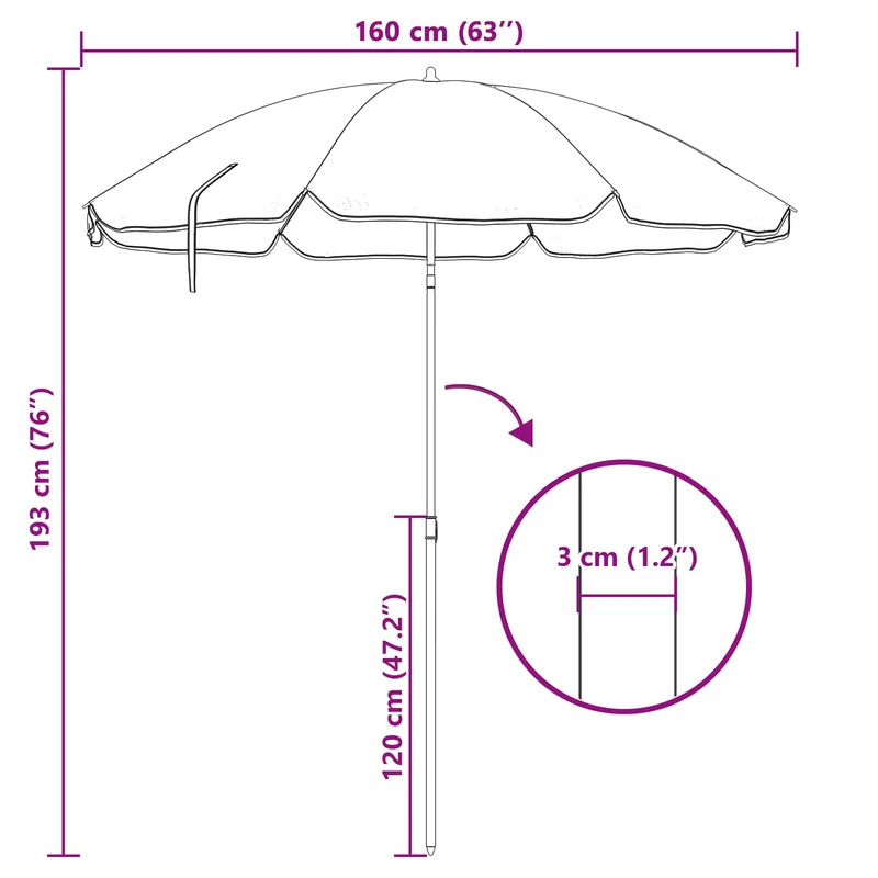 Parasol rond extérieur ajustable 161 x 161 x 193 cm protection durable style moderne en polyester bleu 02_0056698