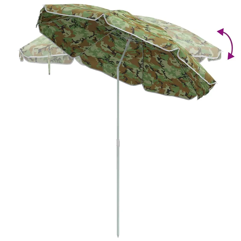 Parasol rond inclinable extérieur chic 161 x 161 x 193 cm en polyester camouflage 02_0056700