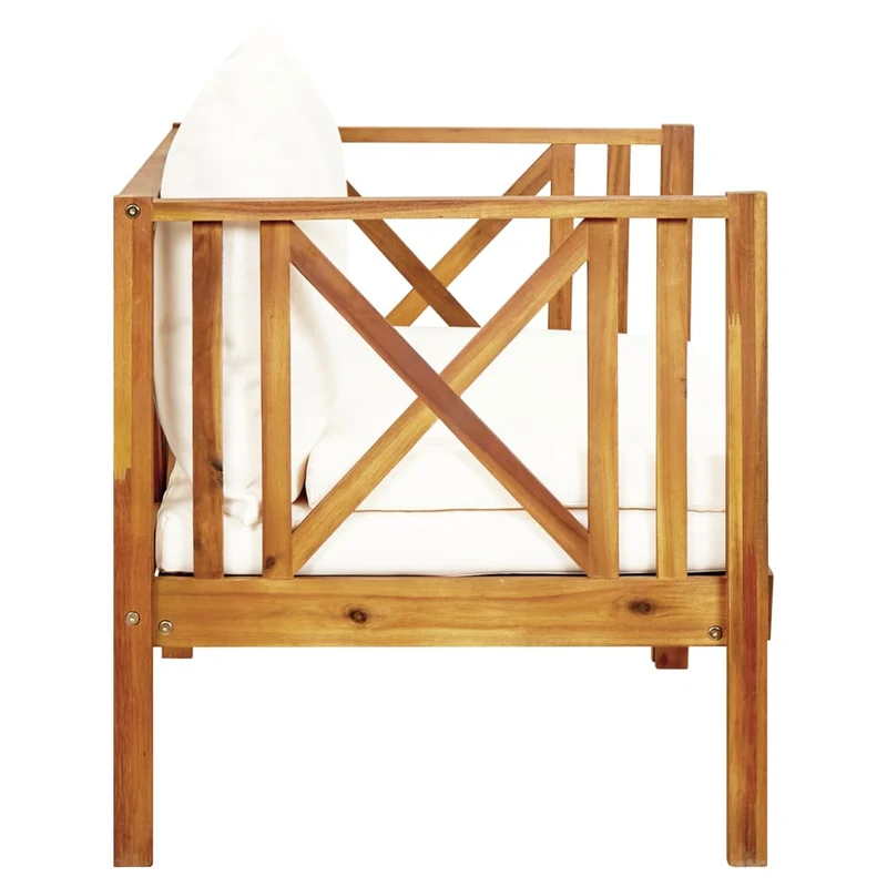 Banc de jardin meuble de patio d'extérieur terrasse 2 places et coussins 122 x 66 x 68,5 cm bois d'acacia massif 02_0011292