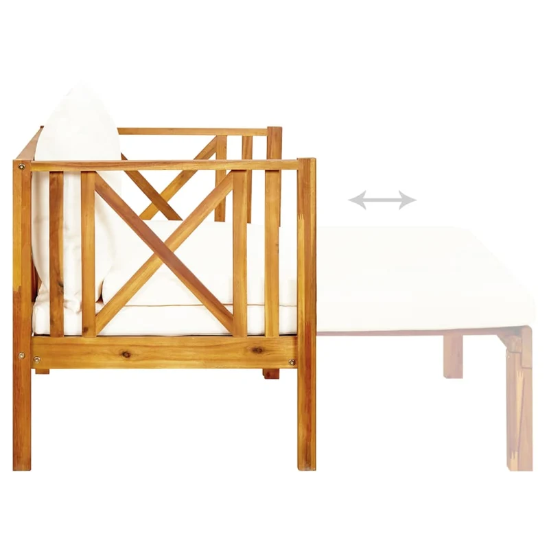 Banc de jardin meuble de patio d'extérieur terrasse 2 places et coussins 122 x 66 x 68,5 cm bois d'acacia massif 02_0011292