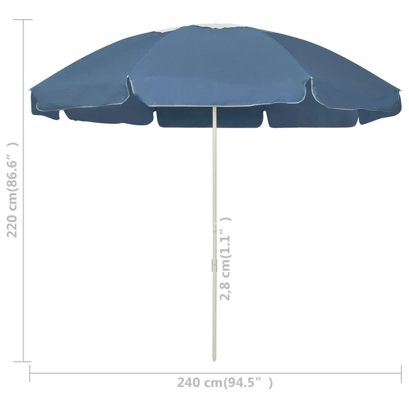 Parasol de plage bleu 240 cm 02_0008382