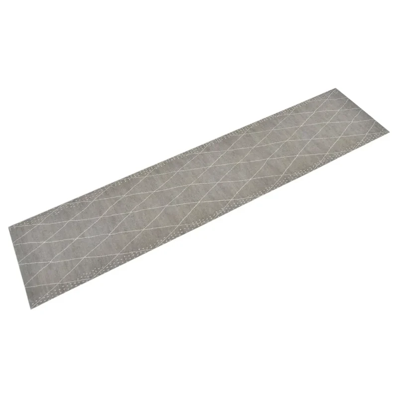 Tapis de cuisine lavable impression losange 300 x 60 cm antidérapant élégant chic en velours bleu 02_0046058