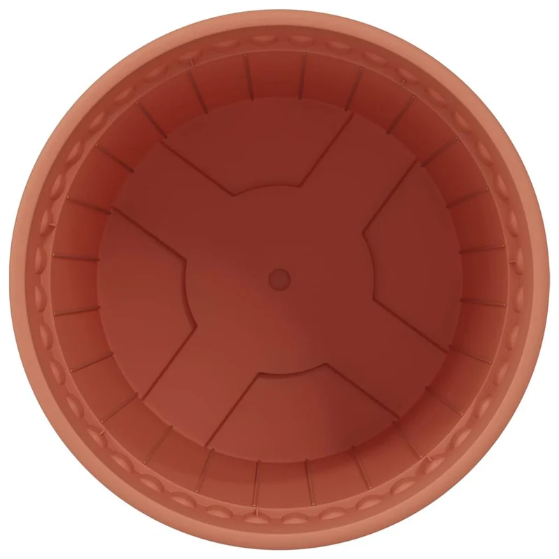 Lot de 6 pots à fleurs ronds modernes jardin balcon 19 x 19 x 16 cm légers en plastique rouge brique 02_0059310