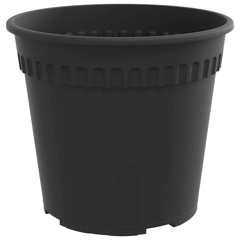 Lot de 24 pots à fleurs ronds 19 x 19 x 16 cm légers avec drainage jardin terrasse en plastique noir 02_0059322