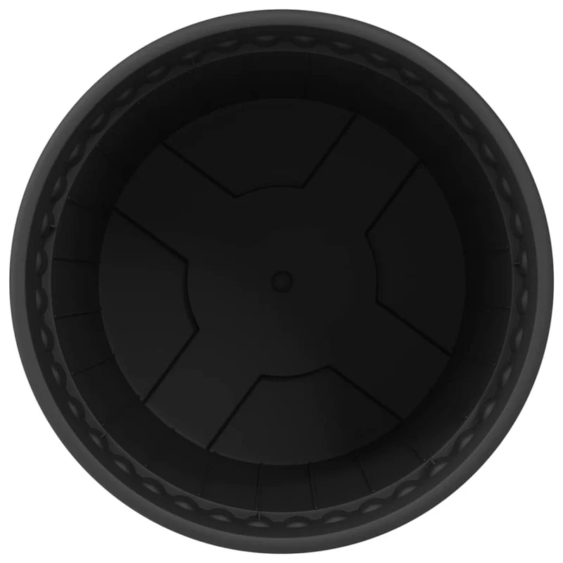 Lot de 24 pots à fleurs ronds 19 x 19 x 16 cm légers avec drainage jardin terrasse en plastique noir 02_0059322