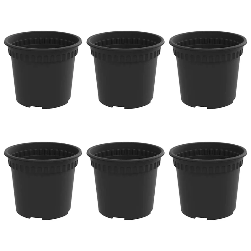 Lot de 6 pots à fleurs ronds modernes balcon jardin 12,5 x 12,5 x 10 cm en plastique noir 02_0059311