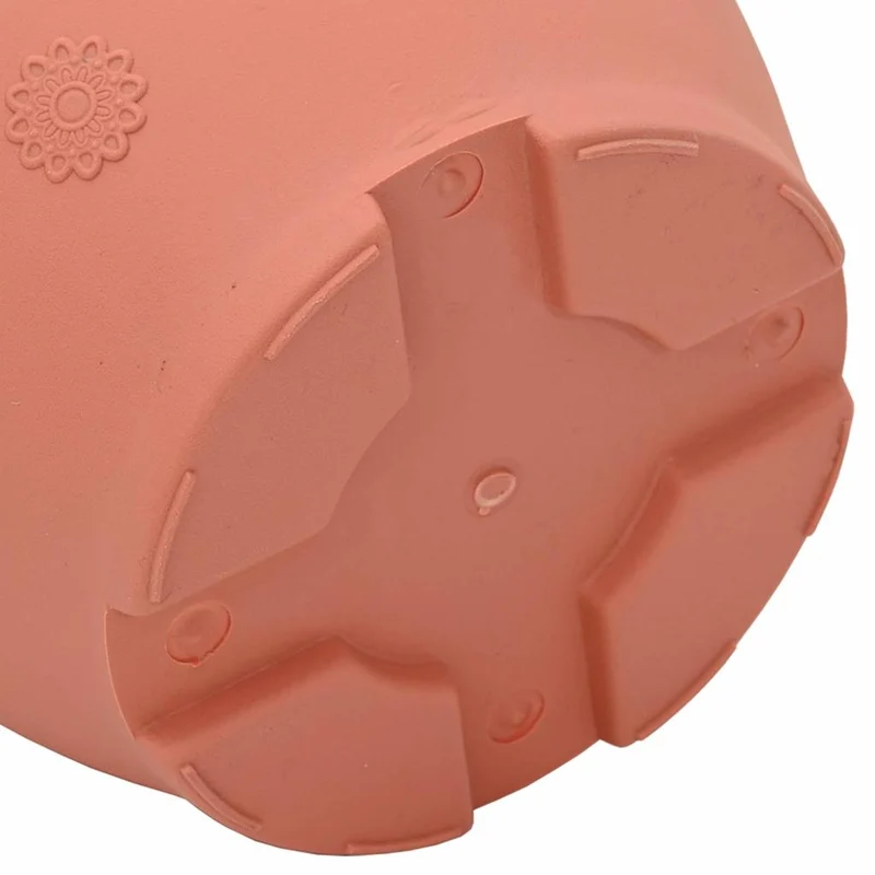 Lot de 6 pots à fleurs ronds modernes 26 x 21,5 cm léger multifonction intérieur extérieur en plastique rouge brique 02_0059323