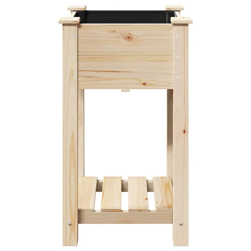 Cache-pot de jardin avec étagère rectangulaire pratique extérieur 45 x 45 x 76,5 cm en bois de sapin beige 02_0058848