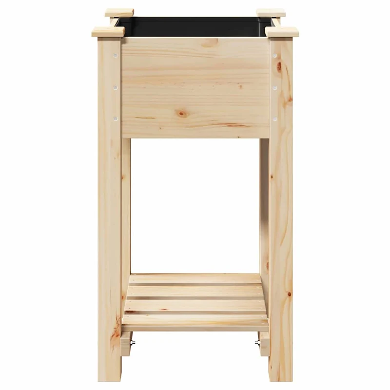 Cache-pot de jardin avec étagère rectangulaire pratique extérieur 45 x 45 x 76,5 cm en bois de sapin beige 02_0058848