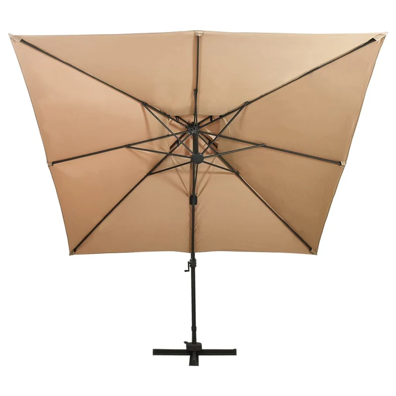 Parasol déporté à double toit 300 x 300 cm taupe 02_0008561