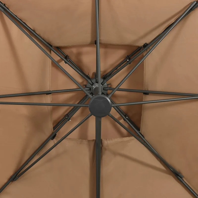 Parasol déporté à double toit 300 x 300 cm taupe 02_0008561
